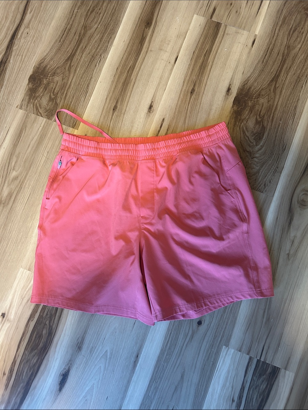 Men's Athletic Shorts in Coral Pink with Elastic Waist